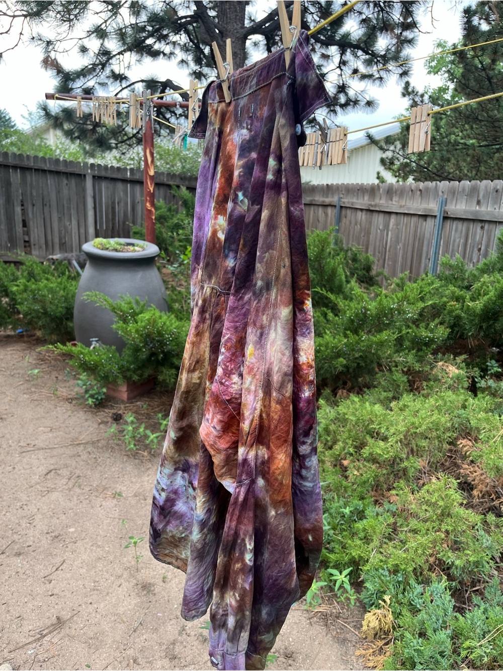 Up cycled Tie-Dye Button Up Women's Cotton blouse - Picture 4 of 5